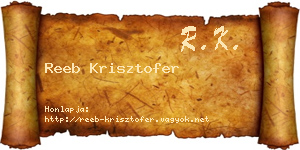 Reeb Krisztofer névjegykártya